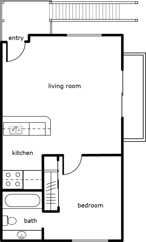 Cedar Crest 1 Bed 1 Bath 552 SF